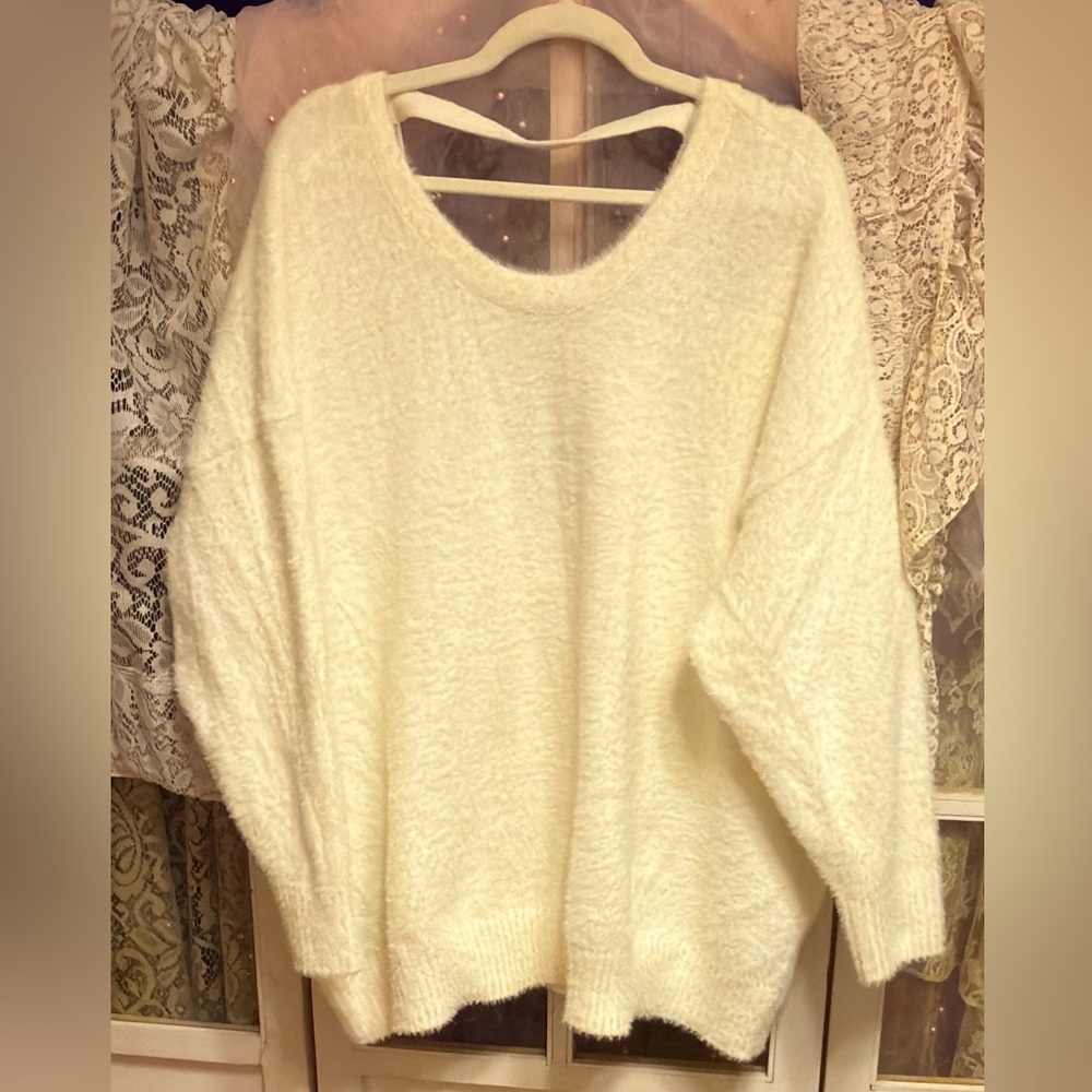 torrid Cream Scoop Neck Plush Knit Sweater